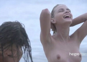 Young nudist at beach